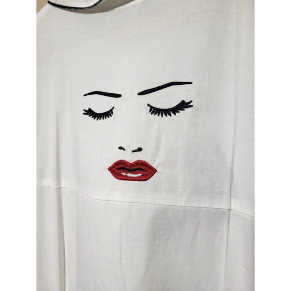 Banned Apparel White Fit & Flare Dress Embroidered Model Face 4XL New Rockabilly - Picture 10 of 12